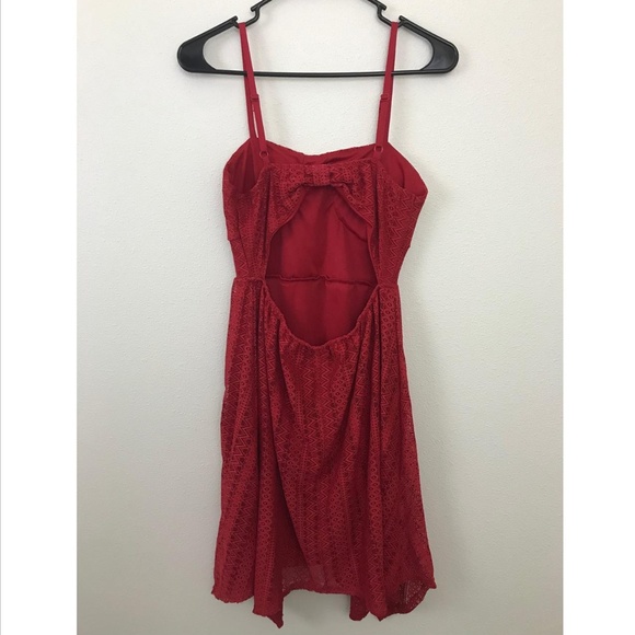 No Boundaries Size Medium 7/8 Red Spaghetti adjustable Strap Bra Cup Lace Dress - Picture 5 of 5